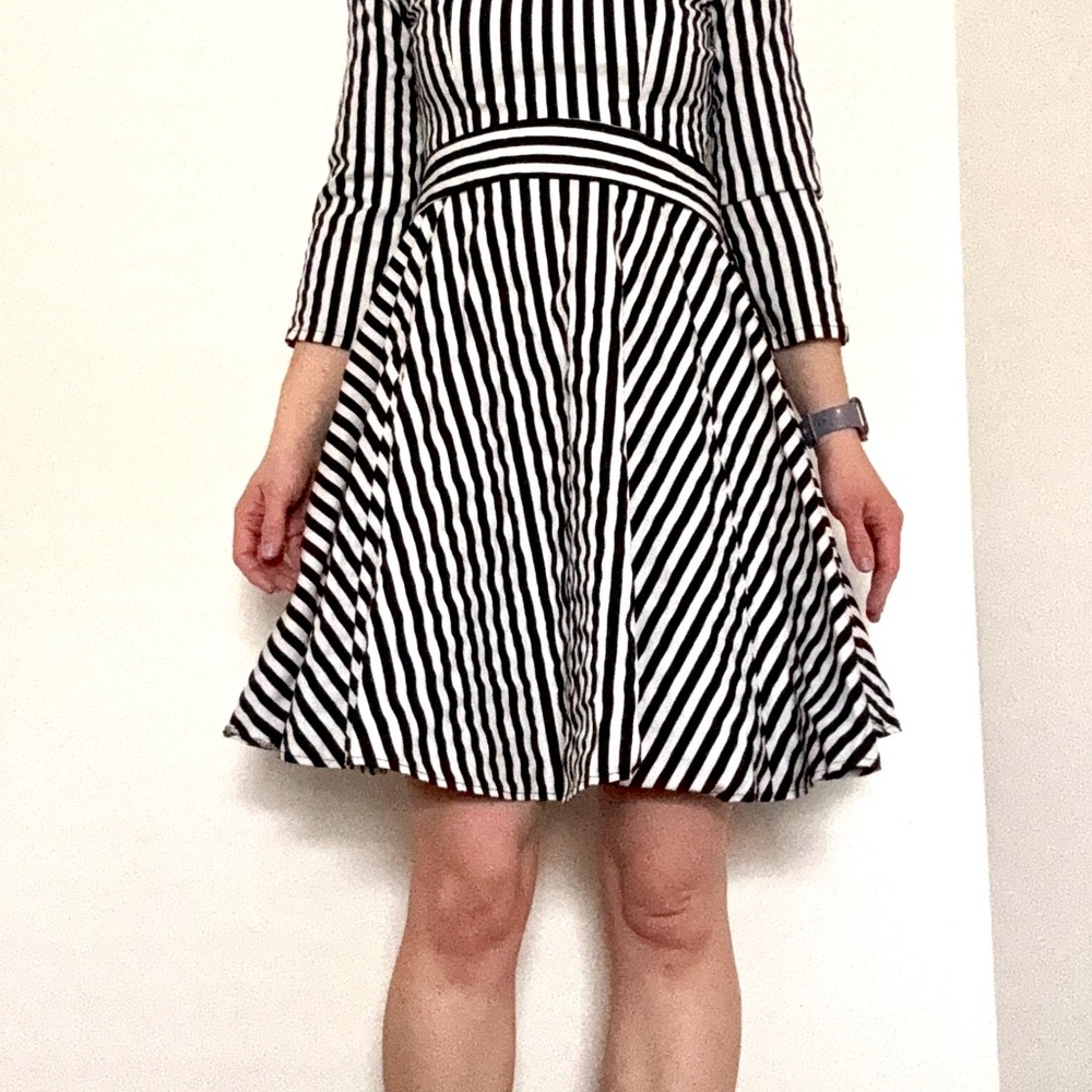 Black and White Striped Midi Dress